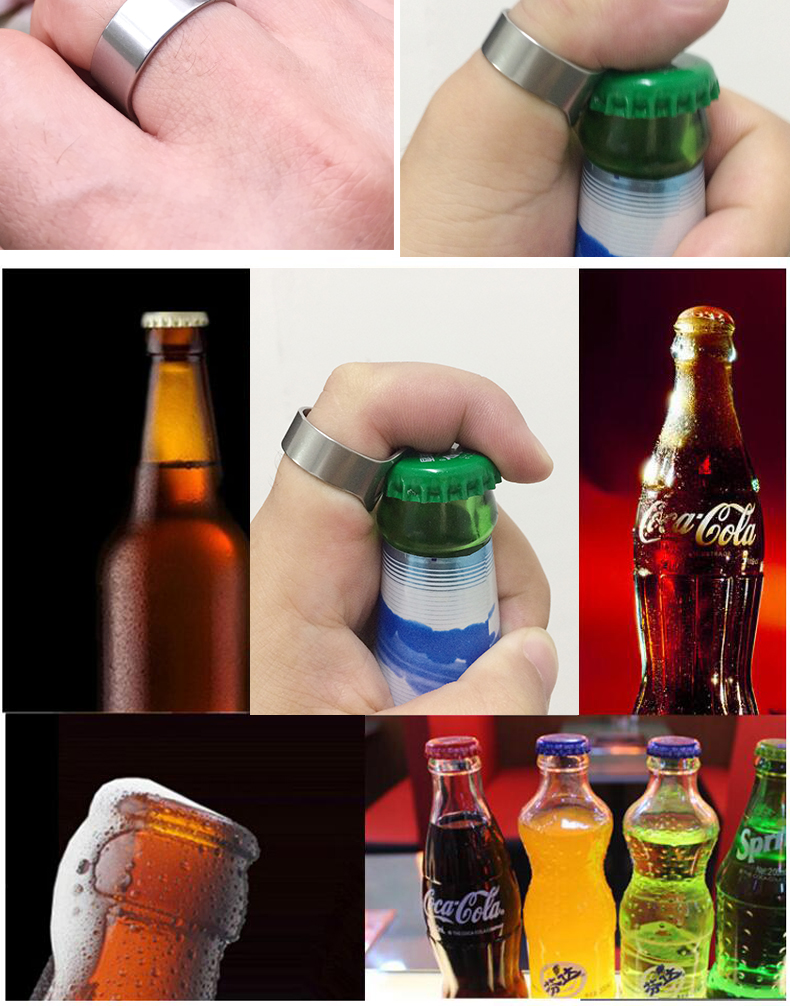 Haiyan ngoài trời sáng tạo mở bia soda thép không gỉ vòng chai mở bartender để mở nắp chai - Nhẫn nhẫn bạc