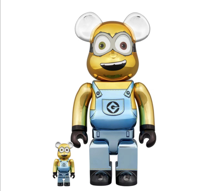 Authentic Bearbrick Building Block Bear Electroplated Minion 1000%Dave Chrome Berbrick