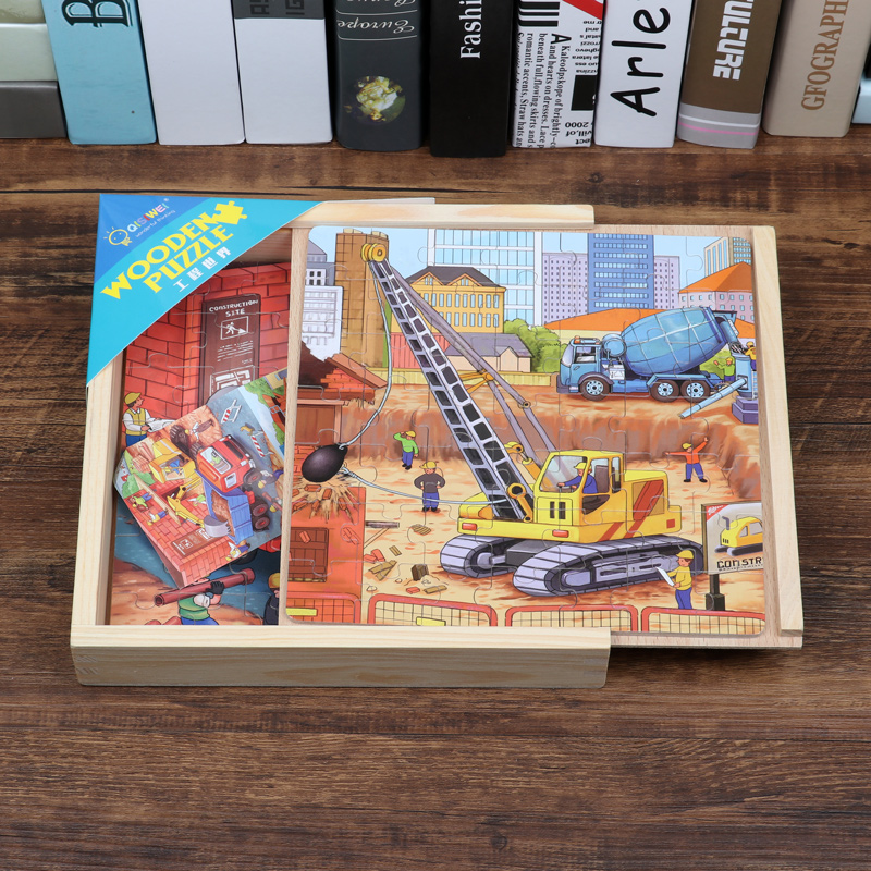 Children's jigsaw puzzle puzzle toy 5-6-year-old boy car transport 3-4-8-9-year-old wooden dinosaur puzzle-Taobao