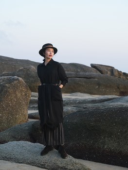 Yuanjia shirt dress mid length cardigan