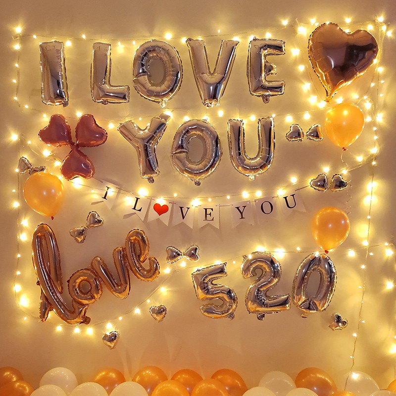 Wedding room confession romantic surprise confession wedding atmosphere first anniversary arrangement balloon decoration props