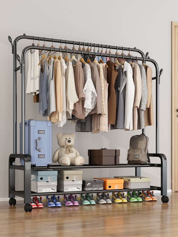 Japan imported MUJIΕ drying rack floor-to-ceiling folding indoor single-rod clothes drying rack bedroom hanger household simple