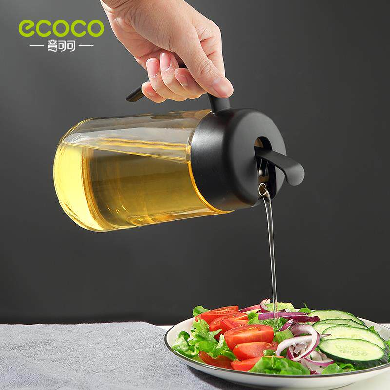 Japan imported MUJIΕ automatic opening and closing oil pot leak-proof glass oil bottle oil tank vinegar soy sauce bottle kitchen oil bottle