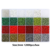 Набор бусин из 24 ячеек, 3 мм, 15 грамм в каждой сетке, около 12 000 бусин в коробке.