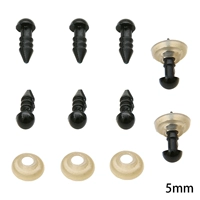 Черный диаметр около 5 мм, длина стержня около 10 мм, черные 50 пары/упаковка (1 глаз + 1 кожаная площадка - пара)