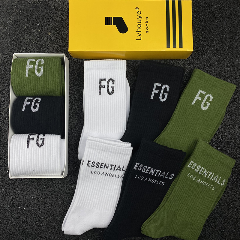 Gift box FOG tides cotton socks rich FG alphabet socks high street reflective barrel basketball stockings men and women tide