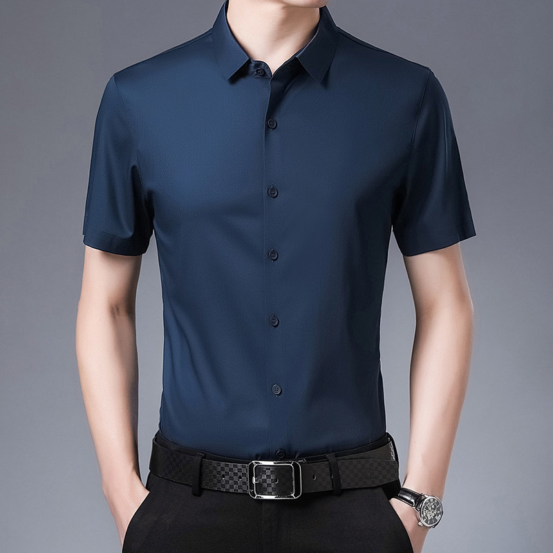 2021 new shirt male short sleeve Summer Korean version Trend for business casual ironing and anti-Zou men's shirt