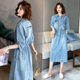 Denim dress for women spring and summer 2023 Korean version slim fit casual slim ins Hong Kong style shirt dress trend