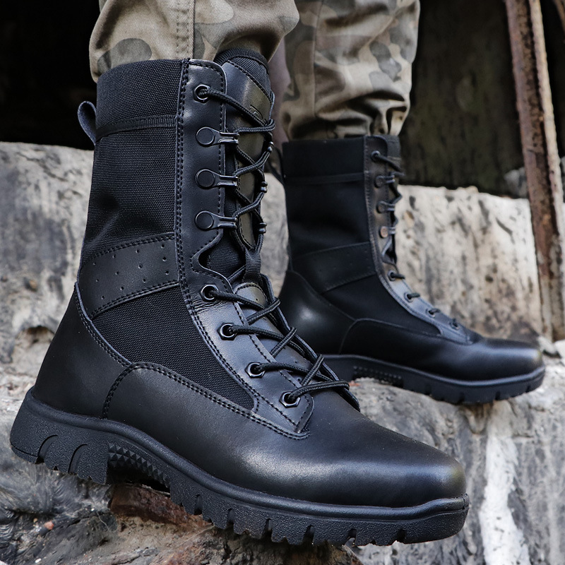 New combat boots men ultra-light shock absorption tactics training steel head security boots Marine boots