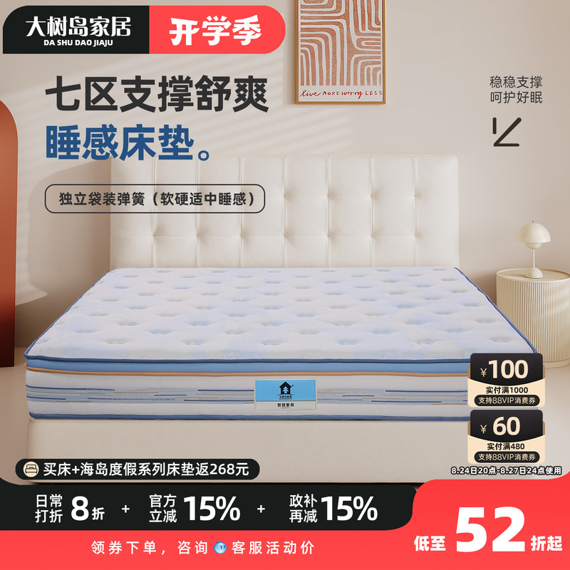 Daxudao Home Furnishings Zone 7 Supportive Comfortable Sleep Mattress with Medium Firmness and Independent Pocket Springs Thick Mattress