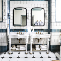 Nordic large octagonal tile black and white European bathroom kitchen tile non-slip toilet tile floor tile 200x200