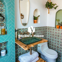 Nordic antique small flower tiles 200 200 bathroom restaurant non-slip floor tiles kitchen flower tiles balcony homestay wall tiles