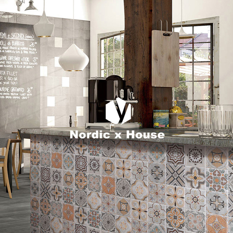 Nordic 100*100 small flower brick tile powder room wall and floor tile kitchen non-slip floor brick cement brick flower brick