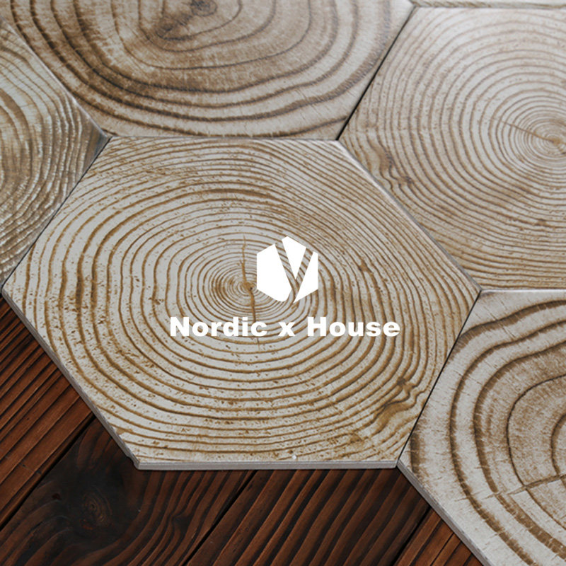 Imitation solid wood tile matte anti-slip wood-print brick living room bedroom kitchen tile antique floor tiles ancient hexagonal brick