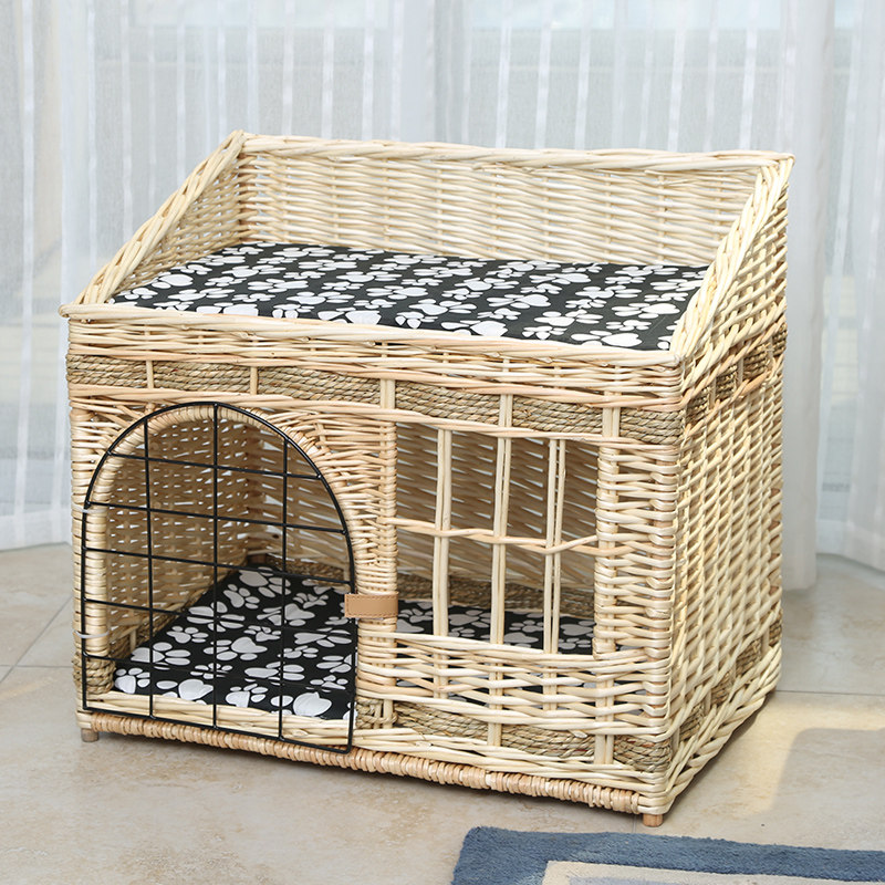 Cat Nest Winter Warm Rattan Knitted Cat Villa All Season Universal Enclosed Cat Cage Cat House Nets Red Cat Mitten House