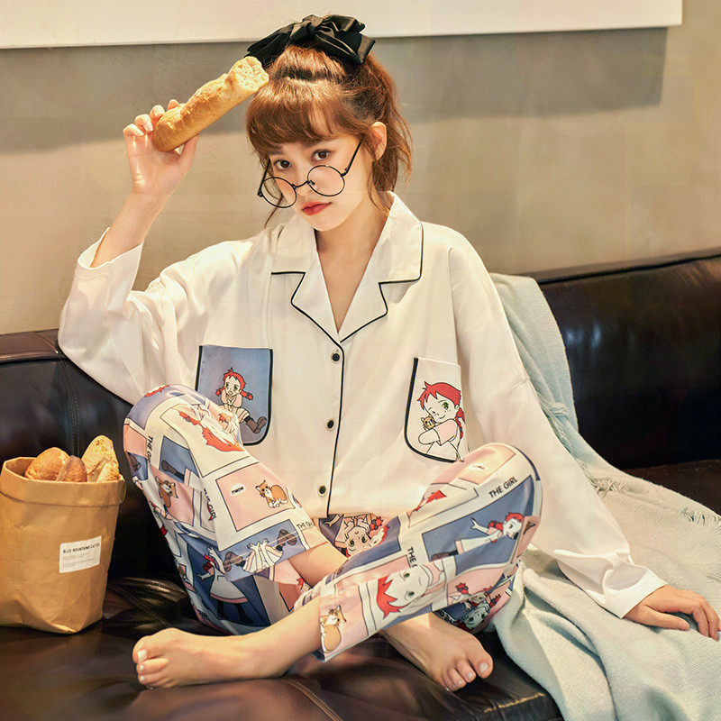 Cotton pajamas spring and autumn women's 2022 new long-sleeved cardigan can be worn outside cotton autumn two-piece home clothes