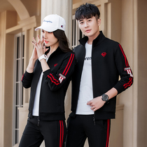 Couple 2020 new spring and autumn fashion men and women sportswear set size sweater running leisure three-piece tide