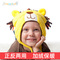 Canada Flapjackkids childrens positive and negative double-sided warm cap plus velvet padded UV-proof autumn winter hat