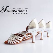 Hong Kong Focus Dance Shoes Focus Dance Professional Latin Dance Shoes Cone Heel Super Stable Silver Competition Shoes School