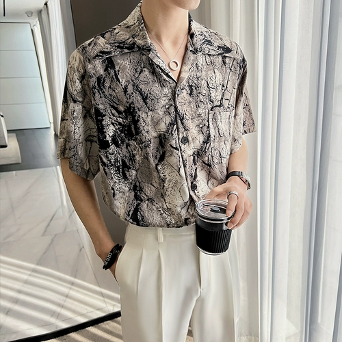 Летняя шелковая дизайнерская ретро брендовая рубашка, изысканный стиль, тренд сезона