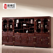 National standard mahogany furniture mahogany bookcase combination Chinese antique lockers Burma red and sour branch classical solid wood bookshelf