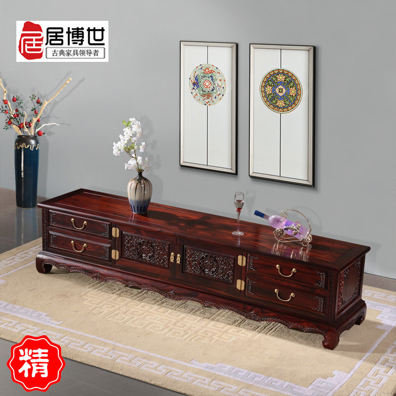 Redwood furniture Indonesia black acid branches of broad leaf lulcanopy TV cabinet in solid wood living room Film and television cabinet