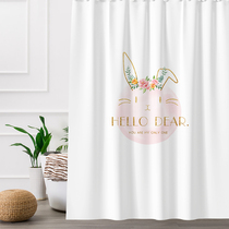 Cartoon cute bathroom curtain set punch-free mildew-proof waterproof cloth shower curtain shading partition curtain curtain can be customized