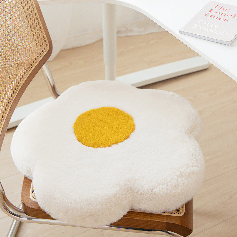 Memory Cotton Chair Cushion New Slow Rebound Flowers Chicken Egg Flowers Creativity Imitation Rabbit Fur Plush Fart Cushion Dining Chair Round Cushion