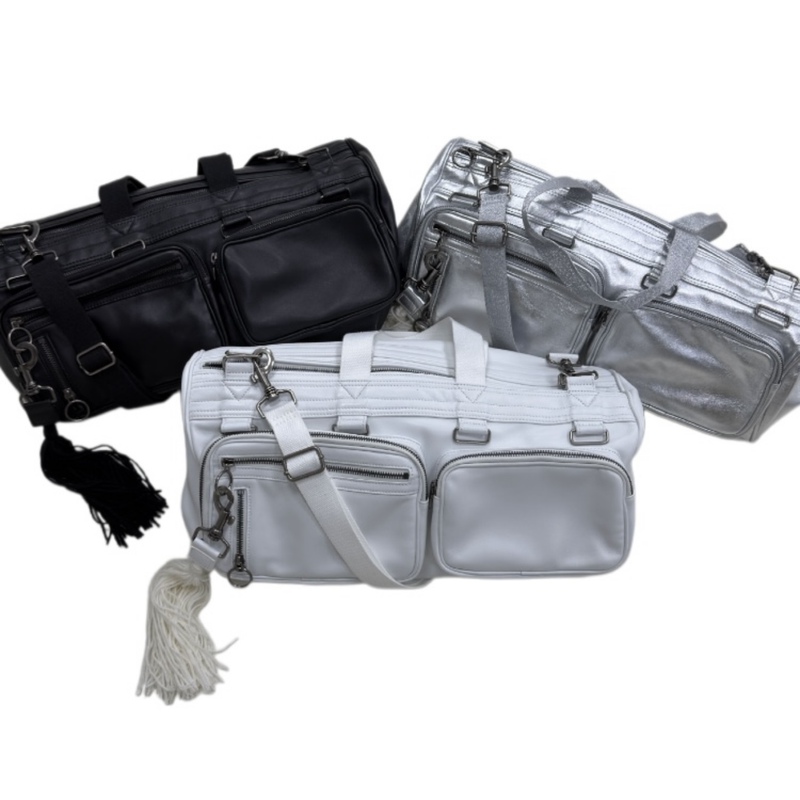 Oriental Dragon Sama Dh Style Homme Black/Silver Sheepskin Tassel Motorcycle Travel Bag Defflebag