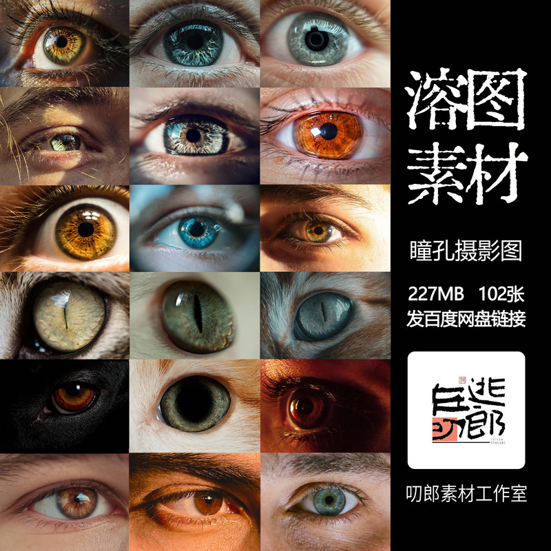 High-Definition Jpg Images of Modern Pupils, Irises, Eyes, Colored Lenses, Animal Eye Holes, and Ps Materials