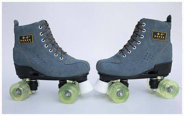 ເກີບສະເກັດສອງແຖວ Cowhide ສໍາລັບ skating rink ພິເສດສໍາລັບຜູ້ໃຫຍ່ສອງແຖວ flash roller skates roller skates