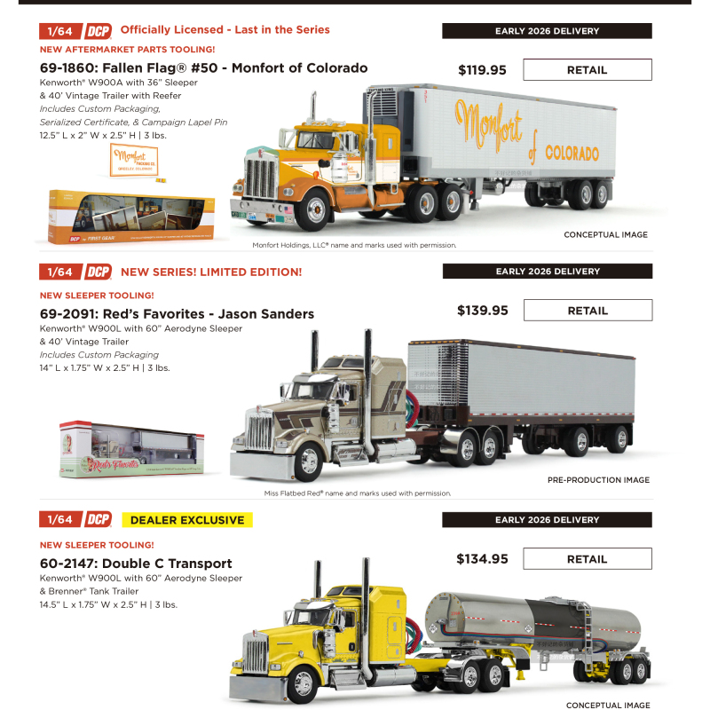 Dcp Fg 1/64 Kenworth W900 Mark Songe Transporter Alloy Truck Model Collectible Ornament
