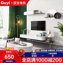 Piano paint TV cabinet coffee table combination modern simple telescopic small apartment living room complete set of furniture hanging cabinet round