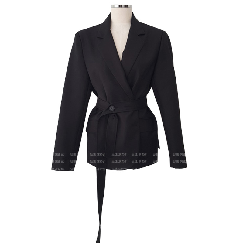 Suit áo khoác thiết kế nữ cảm giác nhóm nhỏ vành đai retro tie eo ngắn nhỏ nhỏ 2020 mùa xuân và mùa thu phù hợp mới