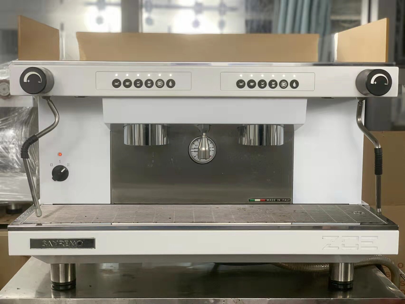 Sanremo Syremont ZOE commercial semiautomatic fully automatic electric control double-head espresso coffee machine secondhand 