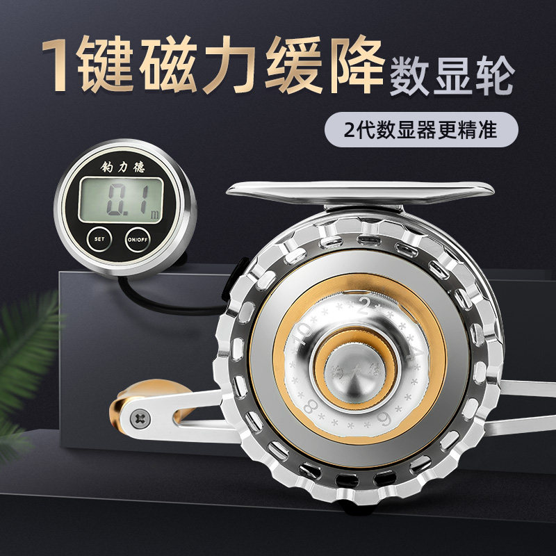Fishing Lide Beluga 30B heavy lead magnetic slow-drop raft wheel 2 algebraic display wheel raft rod wheel all-metal bridge raft fishing wheel