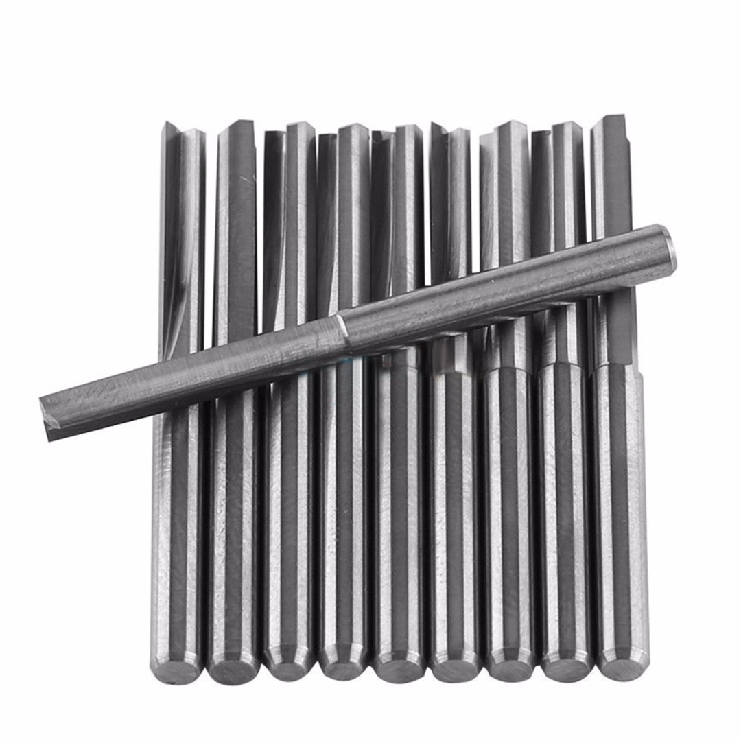 10pcs 2 Flute End Mill Set 3.175mm 22mm Carbide CNC Router B