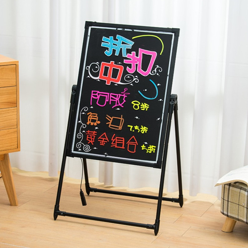 Hanging luminescent small blackboard shop with bracket vertical advertising display price card booth highlighter writing glass plate