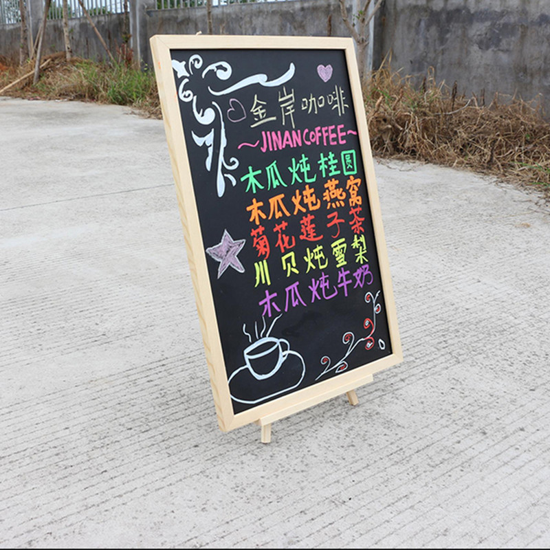 Wooden frame upright creative magnetic small blackboard bracket shop dining room bar desk surface publicity advertising display cards