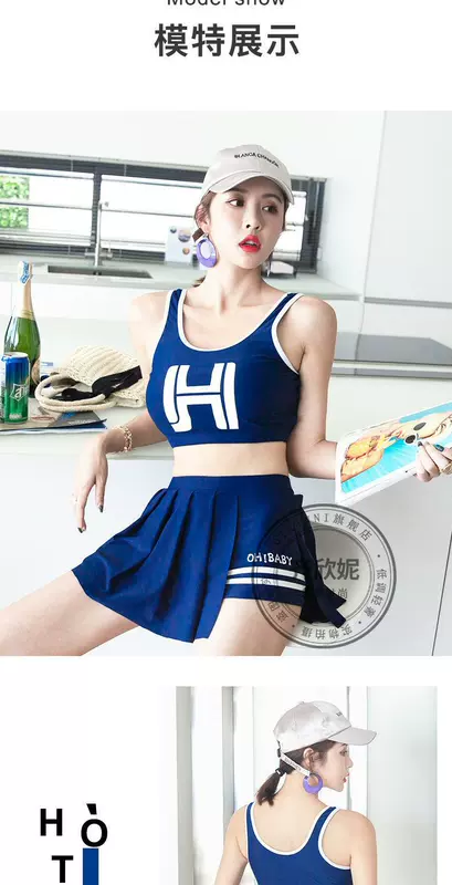 Áo tắm thể thao của phụ nữ Váy xẻ tà Boxer Bảo thủ Vest mỏng Cô gái Hàn Quốc Đồ bơi đi biển ZW0616 - Bộ đồ bơi hai mảnh