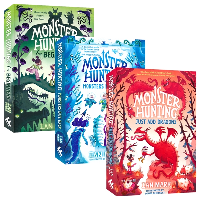 Monster Hunting 3-Book Set Fantasy Adventure Stories Humorous and Hilarious Chapter Novels English Extracurricular Reading for Teenagers Original English Imported Children's Books