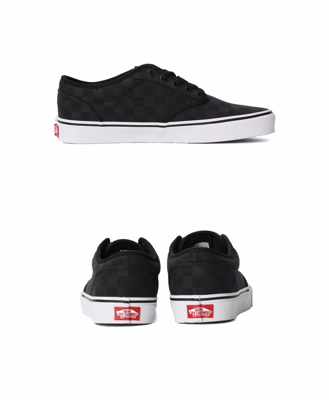 Vans Vans Men Atwood lưu hóa giày màu xám đen kẻ ca rô giày thông thường giày vải VN000TUYRD4 - Plimsolls