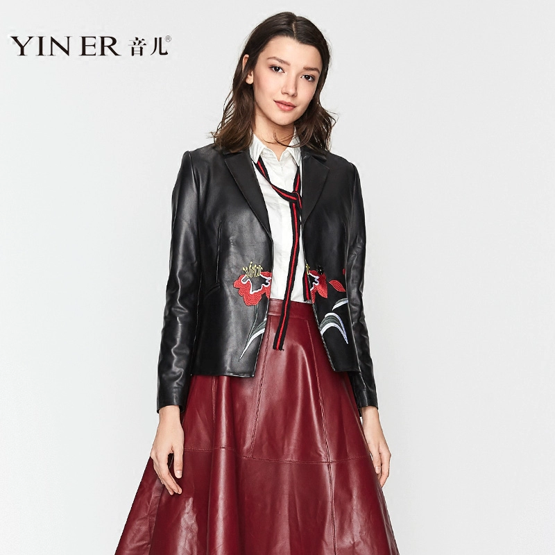 Reverse-YINER Yiner cửa hàng mùa thu đông mùa đông phong cách mới in hoa áo khoác da ngắn - Quần áo da