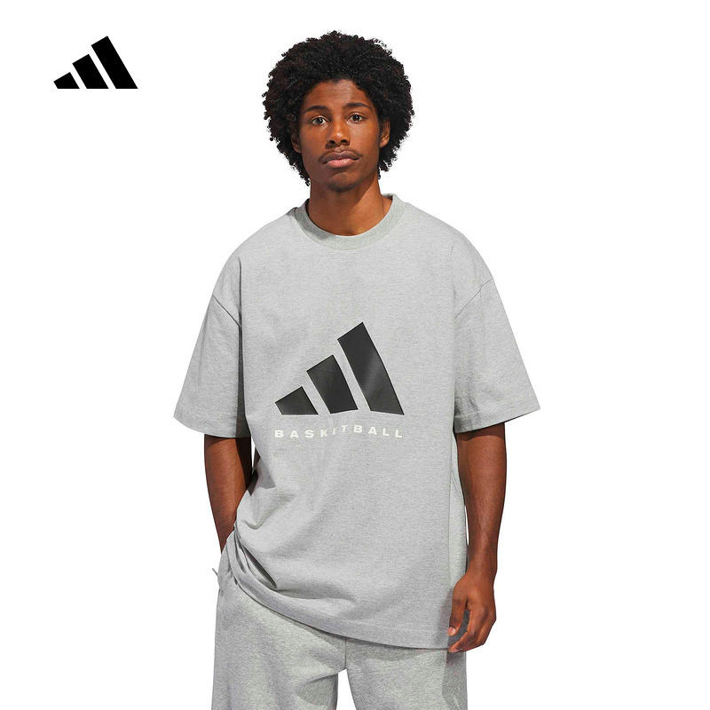 Adidas Adidas Cotton Basketball Loose Sports Half-Sleeve 2026 Spring Unisex Short-Sleeve T-Shirt Kb7558