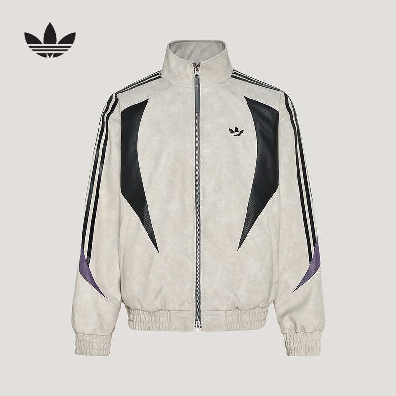 Adidas Adidas Trefoil Color-Block Jacket 2026 Autumn Men's Street Style Cool Pu Jacket Kx0814