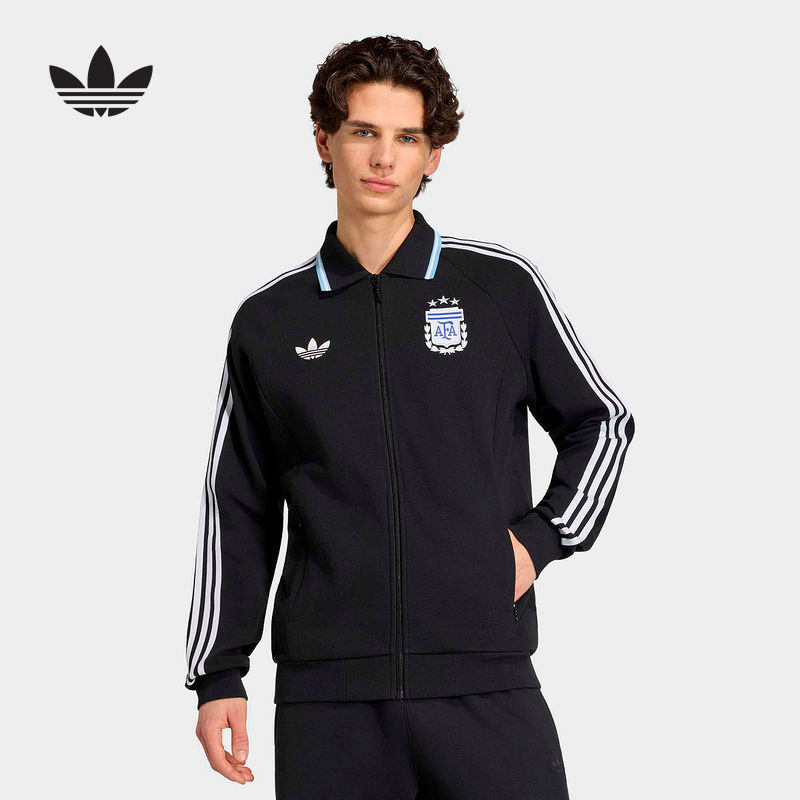 Adidas Argentina Team Football Culture Jacket Training Wear Spring Men's Knitted Jacket Jz6287 Adidas Argentina Team Football Culture Jacket Training Wear Spring Men's Knitted Jacket Jz6287