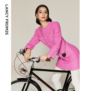 [朗姿奥莱]朗姿法式小香风气质高级感粉色短款a字裙2025春季新款