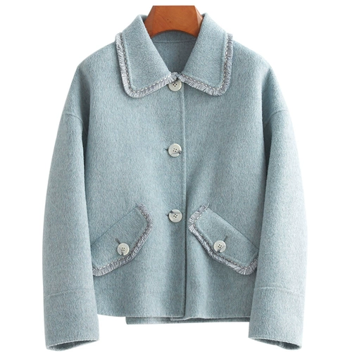 Короткая шерстяная двусторонная альпака, шерстяное пальто, коллекция 2022