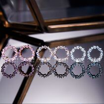 18K Rose Gold USA Imports D Color Mosanstone Day Department Circle Ear Decoration Powder drill Anti-allergy Spike Nails