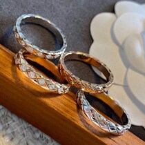 18K white gold imported mosandrill group inlaid with signet ring AU750 rose gold narrow version without drilling of pure silver ring